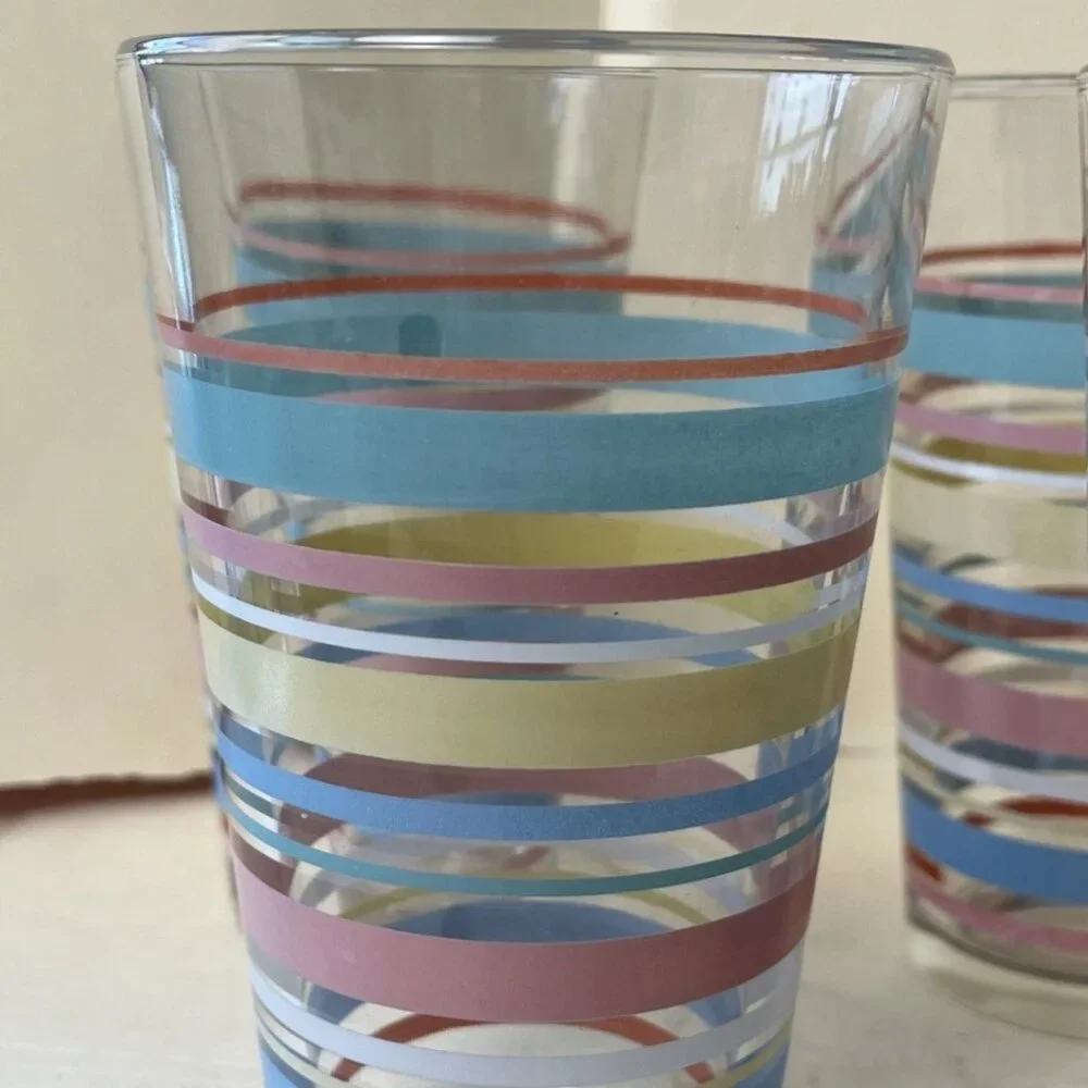 Vintage Culver Fiesta Highball Glasses Set of 4 Gold Barware